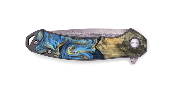 EDC Wood Pocket Knife - Kristyn (Teal & Gold, 824924)