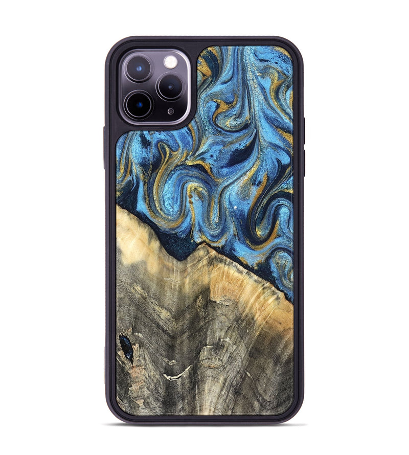 iPhone 11 Pro Max Wood Phone Case - Kristyn (Teal & Gold, 824924)