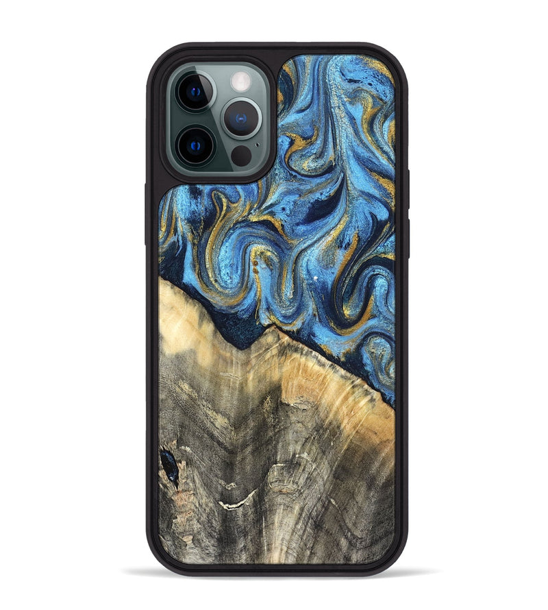 iPhone 12 Pro Max Wood Phone Case - Kristyn (Teal & Gold, 824924)