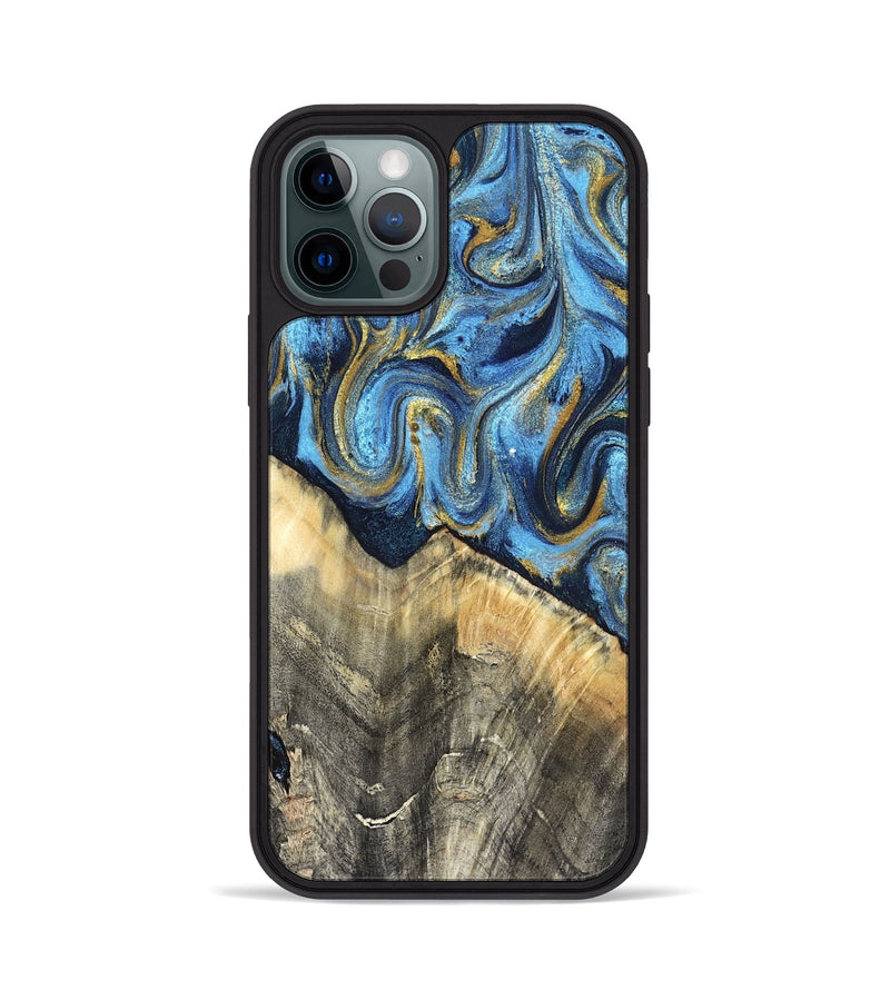 iPhone 12 Pro Wood Phone Case - Kristyn (Teal & Gold, 824924)