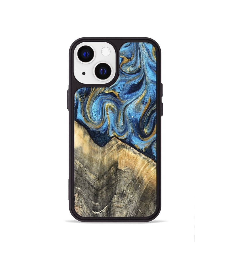 iPhone 13 mini Wood Phone Case - Kristyn (Teal & Gold, 824924)