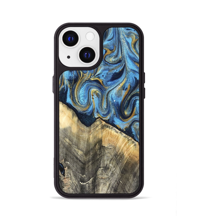 iPhone 13 Wood Phone Case - Kristyn (Teal & Gold, 824924)