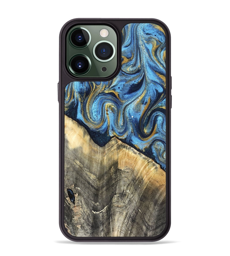 iPhone 13 Pro Max Wood Phone Case - Kristyn (Teal & Gold, 824924)