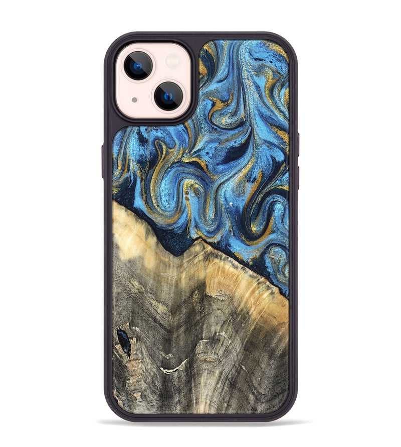 iPhone 14 Plus Wood Phone Case - Kristyn (Teal & Gold, 824924)