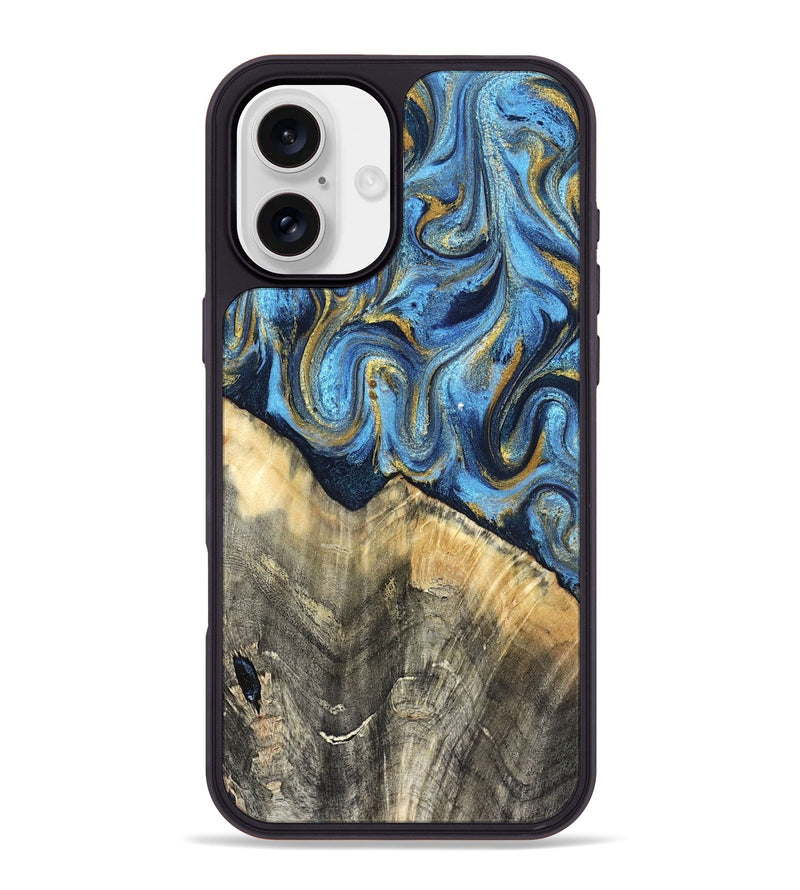 iPhone 16 Plus Wood Phone Case - Kristyn (Teal & Gold, 824924)
