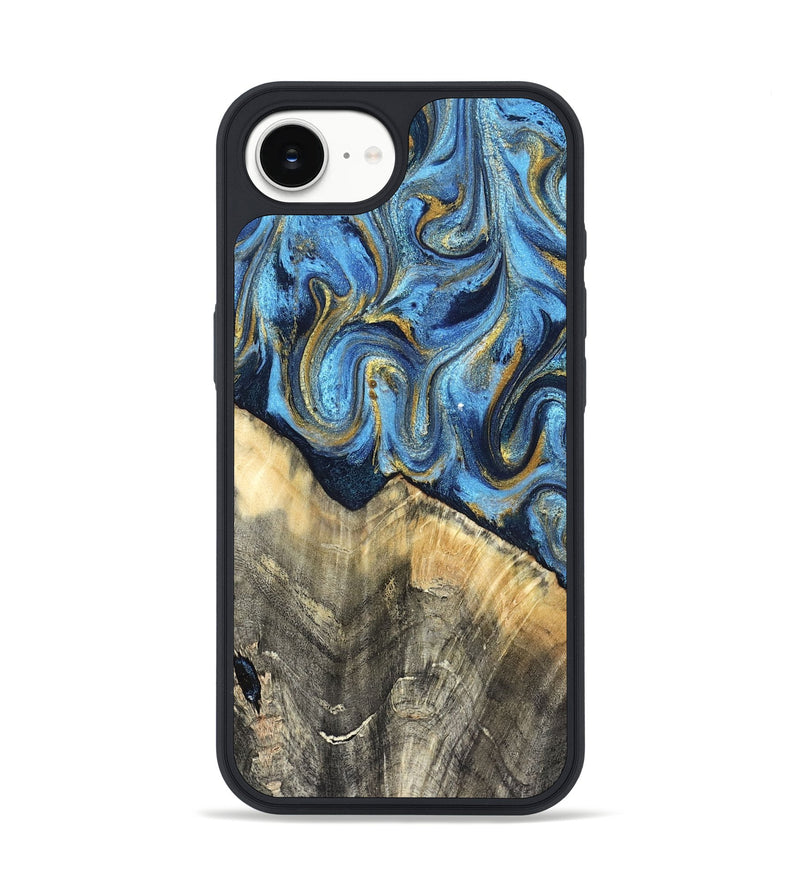 iPhone 16e Wood Phone Case - Kristyn (Teal & Gold, 824924)