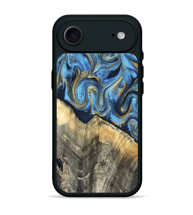 iPhone 17 Air Wood Phone Case - Kristyn (Teal & Gold, 824924)