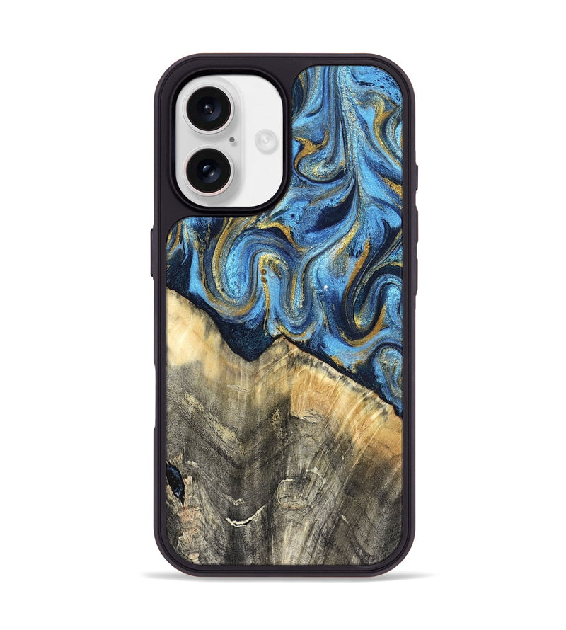 iPhone 17 Wood Phone Case - Kristyn (Teal & Gold, 824924)