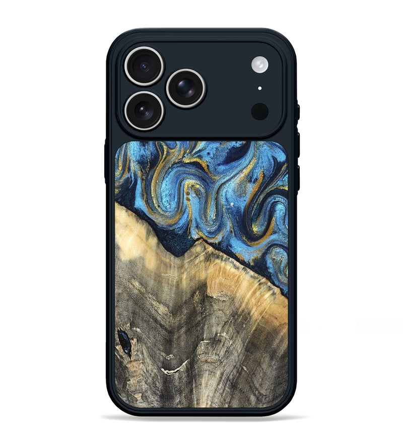 iPhone 17 Pro Max Wood Phone Case - Kristyn (Teal & Gold, 824924)