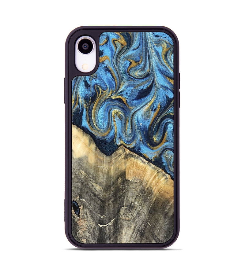 iPhone Xr Wood Phone Case - Kristyn (Teal & Gold, 824924)