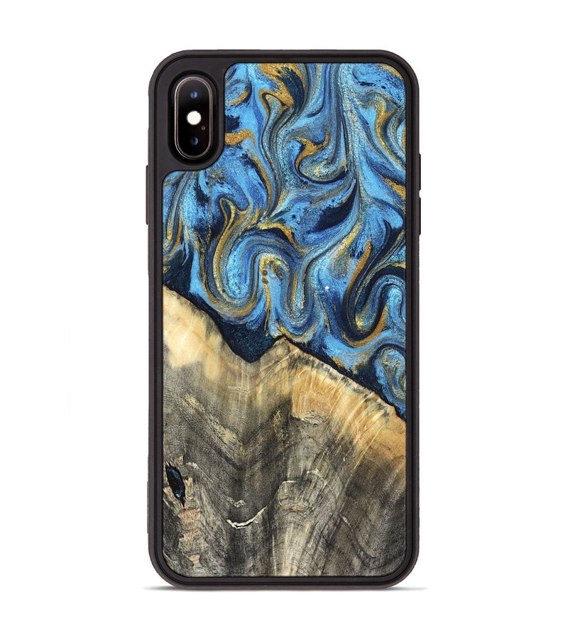 iPhone Xs Max Wood Phone Case - Kristyn (Teal & Gold, 824924)