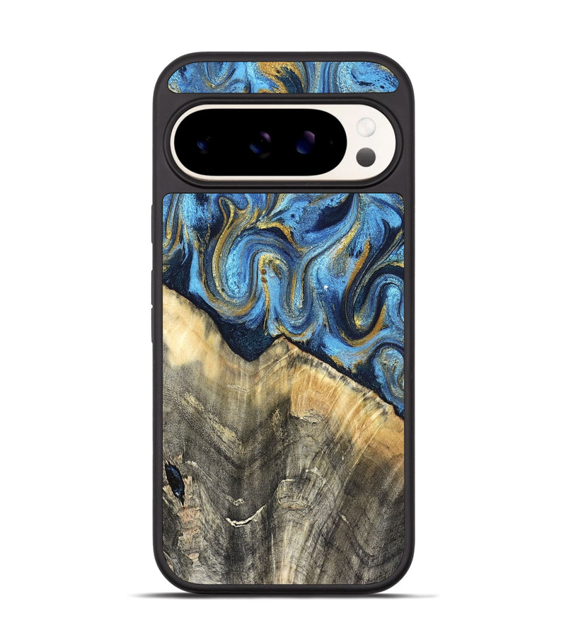 Pixel 9 Wood Phone Case - Kristyn (Teal & Gold, 824924)