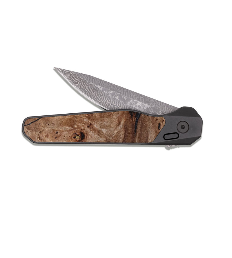 EDC Dark Damascus Wood Pocket Knife - Quiana (Wood Burl, 824936)