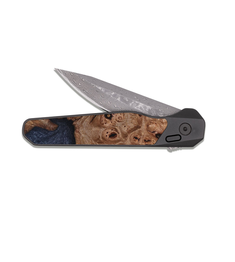 EDC Dark Damascus Wood Pocket Knife - Ryann (Wood Burl, 824937)