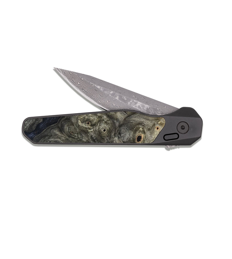 EDC Dark Damascus Wood Pocket Knife - Ashlyn (Wood Burl, 824938)