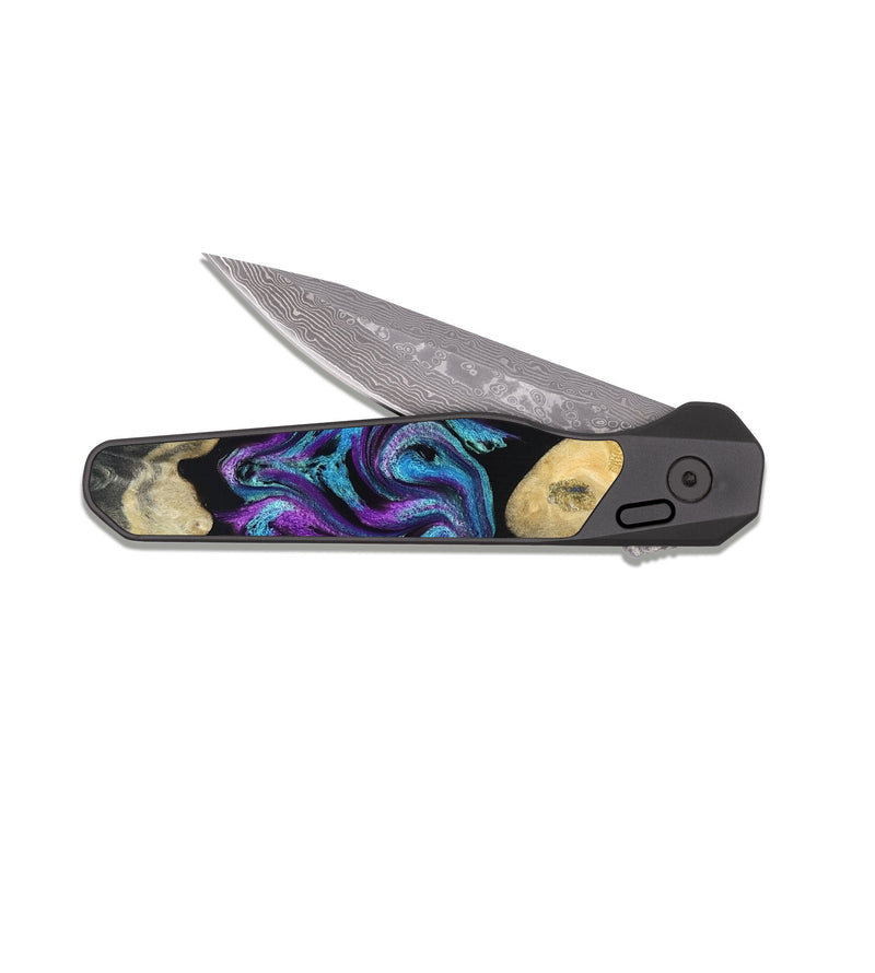 EDC Dark Damascus Wood Pocket Knife - Jesiah (Purple, 824945)