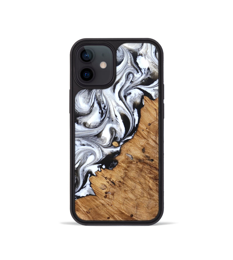 iPhone 12 mini Wood Phone Case - Robbie (Black & White, 824947)