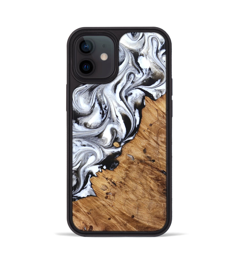 iPhone 12 Wood Phone Case - Robbie (Black & White, 824947)