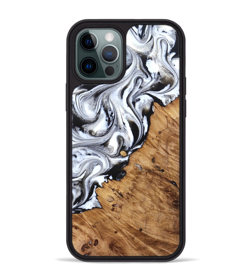 iPhone 12 Pro Max Wood Phone Case - Robbie (Black & White, 824947)