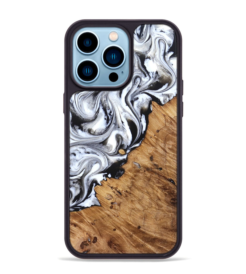 iPhone 14 Pro Max Wood Phone Case - Robbie (Black & White, 824947)