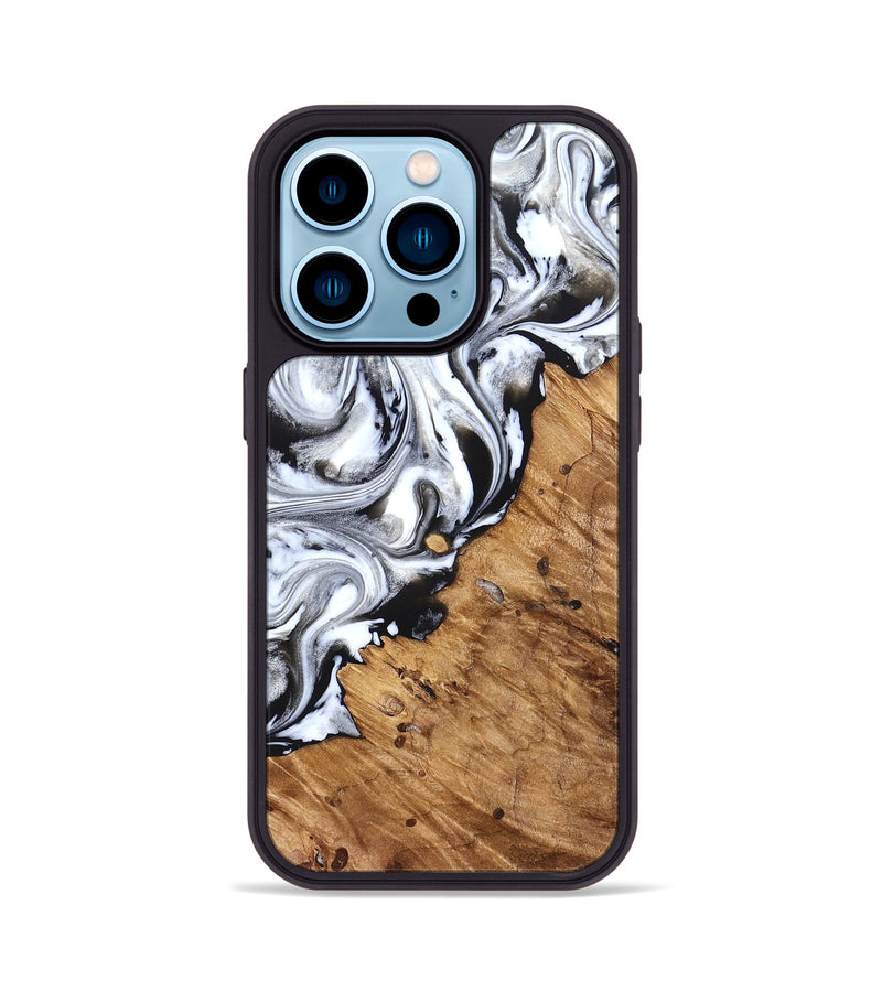 iPhone 14 Pro Wood Phone Case - Robbie (Black & White, 824947)