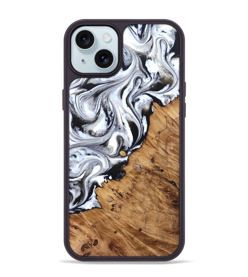 iPhone 15 Plus Wood Phone Case - Robbie (Black & White, 824947)