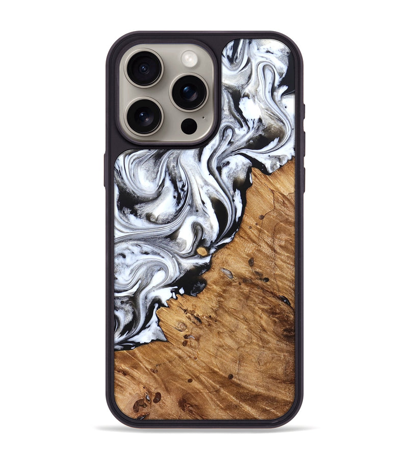 iPhone 15 Pro Max Wood Phone Case - Robbie (Black & White, 824947)