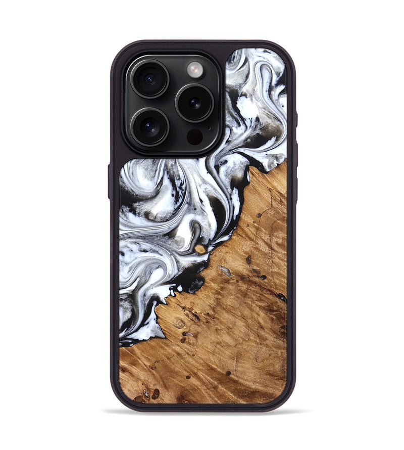 iPhone 15 Pro Wood Phone Case - Robbie (Black & White, 824947)