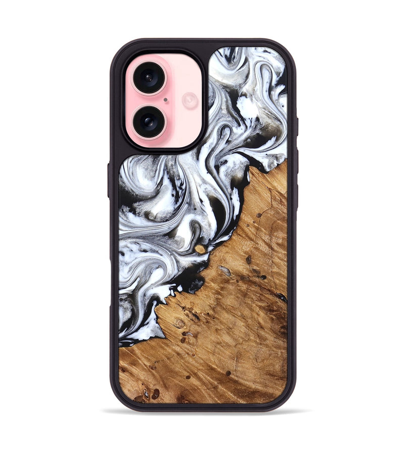 iPhone 16 Wood Phone Case - Robbie (Black & White, 824947)