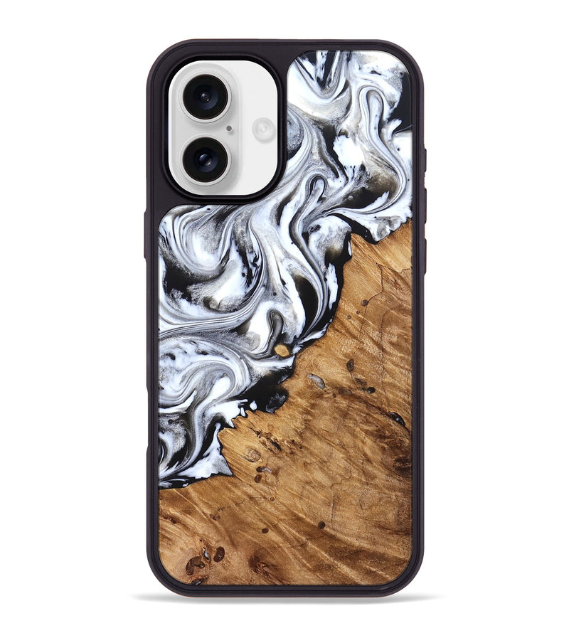 iPhone 16 Plus Wood Phone Case - Robbie (Black & White, 824947)