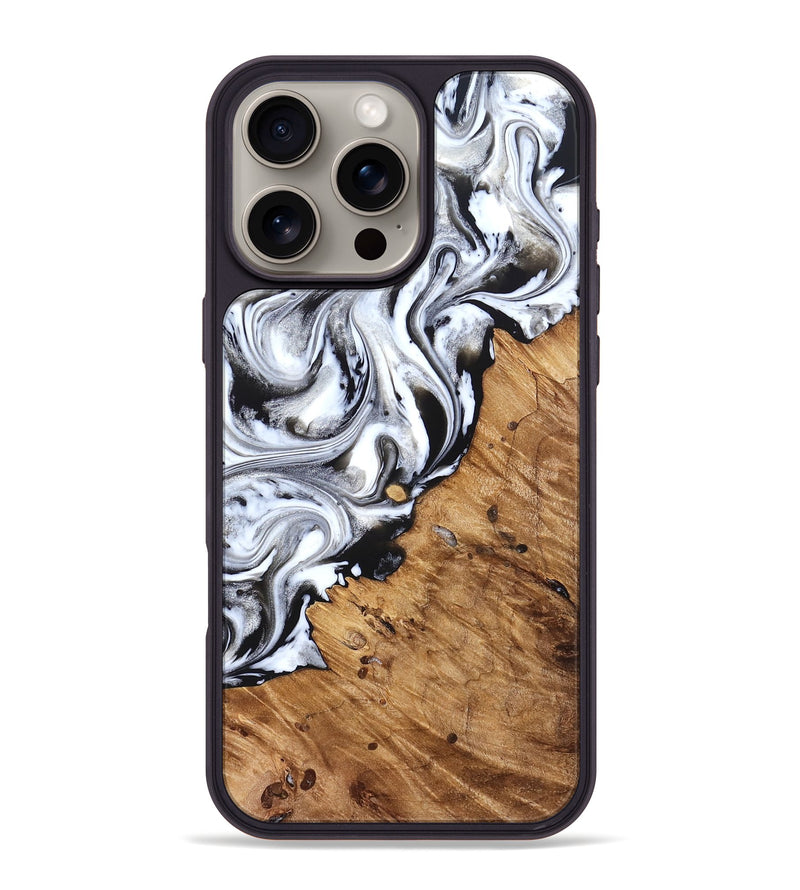 iPhone 16 Pro Max Wood Phone Case - Robbie (Black & White, 824947)