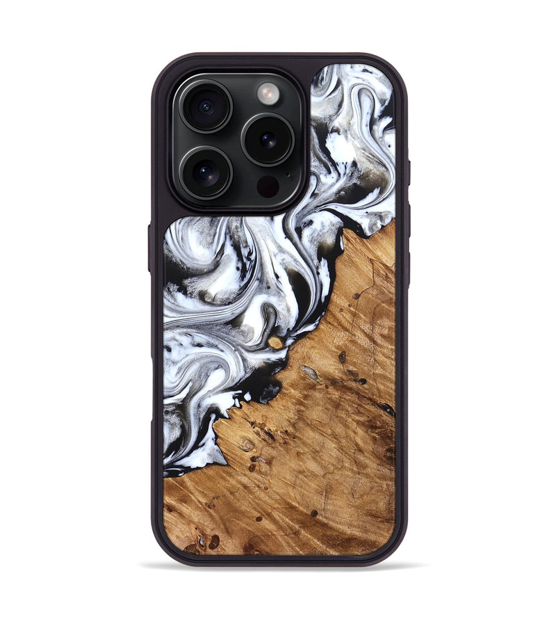 iPhone 16 Pro Wood Phone Case - Robbie (Black & White, 824947)