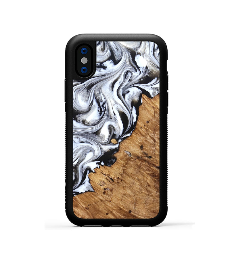 iPhone Xs Wood Phone Case - Robbie (Black & White, 824947)