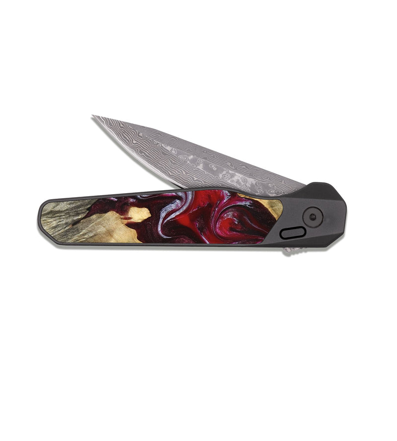 EDC Dark Damascus Wood Pocket Knife - Ensley (Red, 824960)