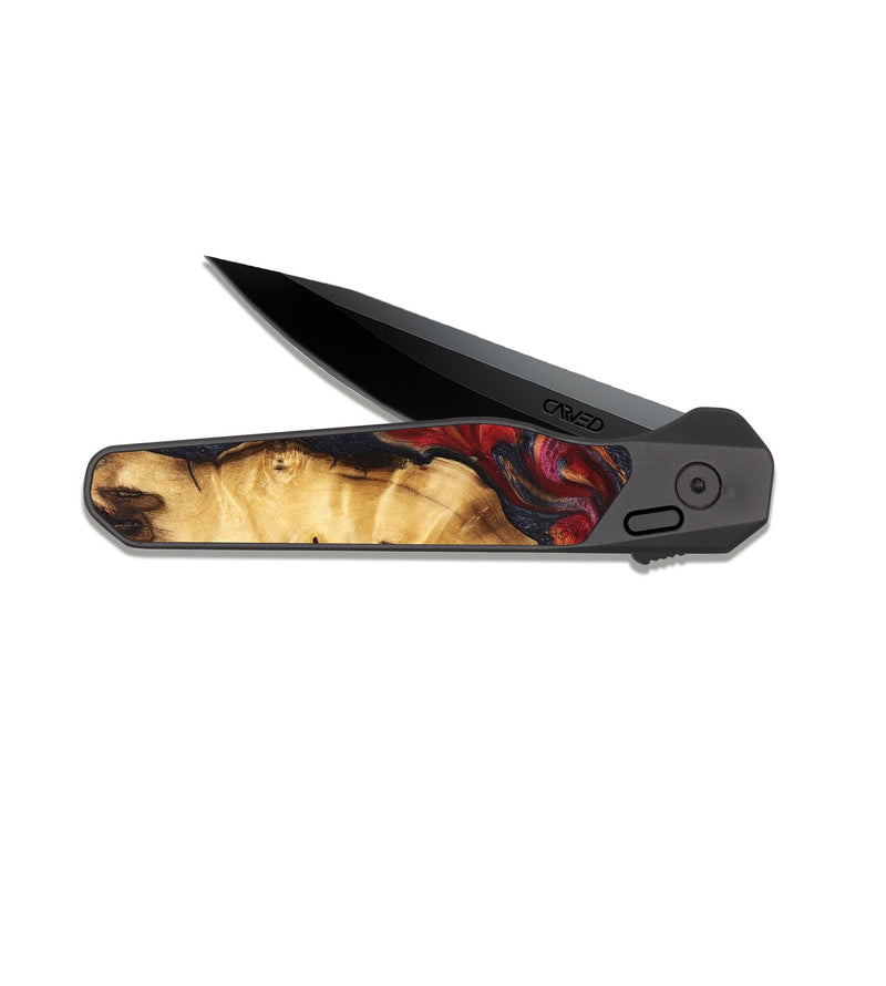 EDC Dark Slate Wood Pocket Knife - Carrol (Red, 824962)
