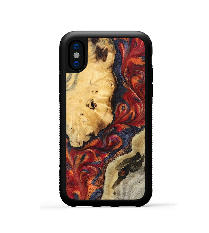 iPhone Xs Wood Phone Case - Carrol (Red, 824962)