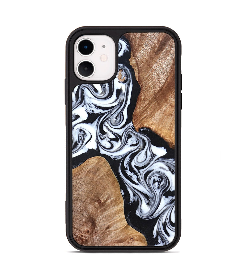 iPhone 11 Wood Phone Case - Lashawn (Black & White, 824964)