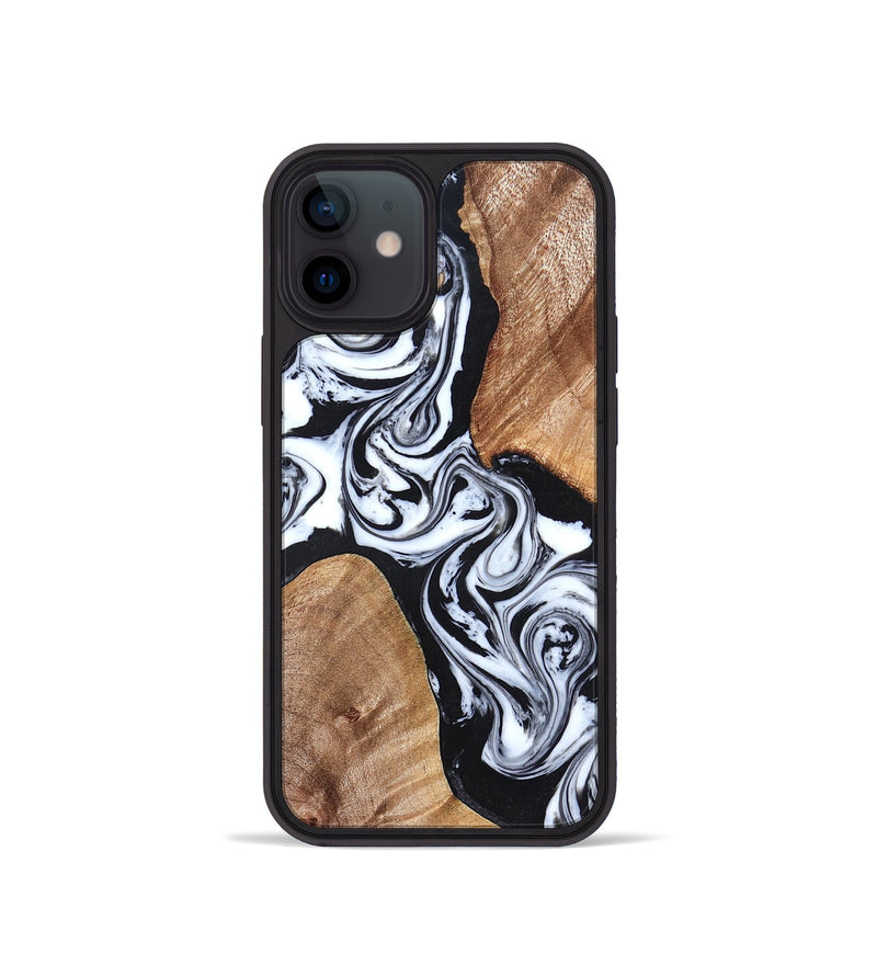 iPhone 12 mini Wood Phone Case - Lashawn (Black & White, 824964)