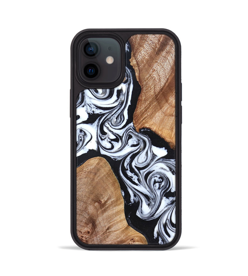 iPhone 12 Wood Phone Case - Lashawn (Black & White, 824964)