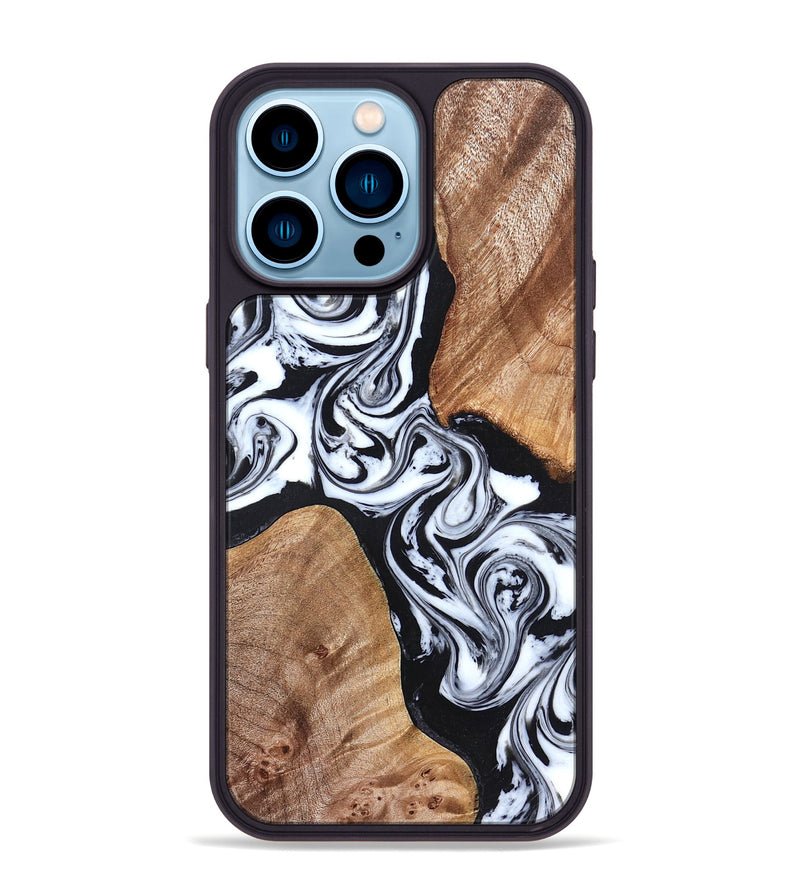 iPhone 14 Pro Max Wood Phone Case - Lashawn (Black & White, 824964)