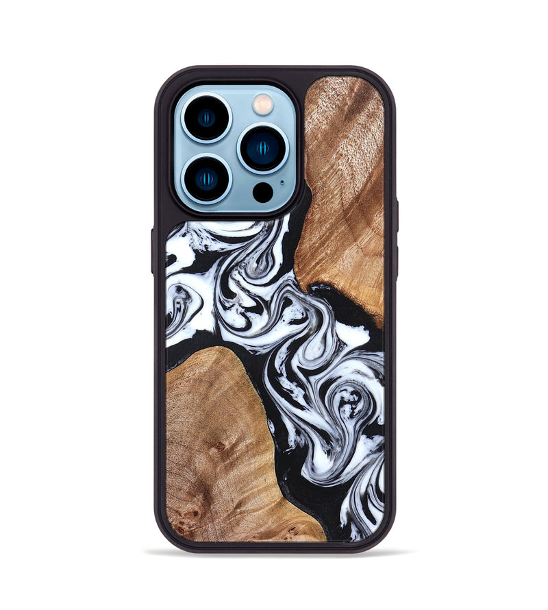 iPhone 14 Pro Wood Phone Case - Lashawn (Black & White, 824964)