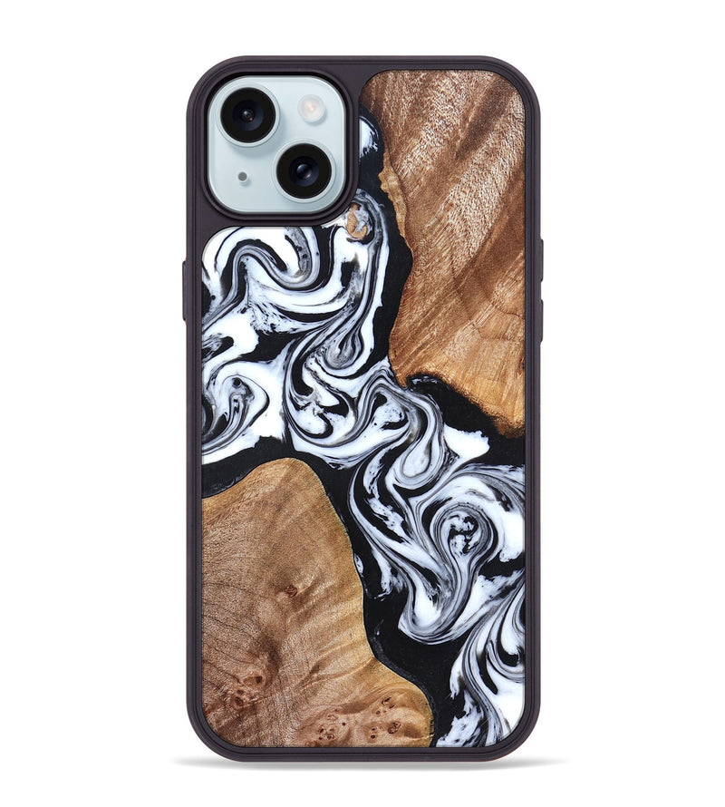 iPhone 15 Plus Wood Phone Case - Lashawn (Black & White, 824964)