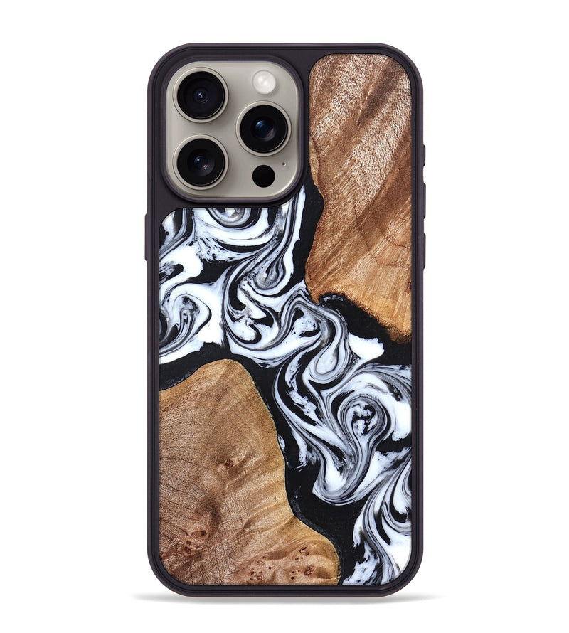 iPhone 15 Pro Max Wood Phone Case - Lashawn (Black & White, 824964)