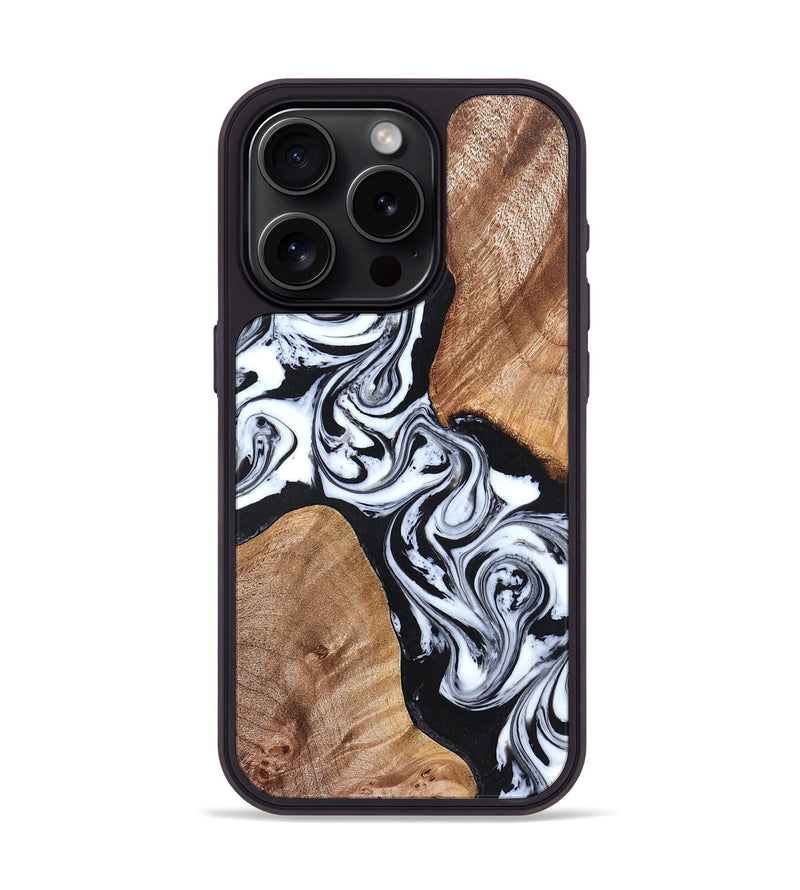 iPhone 15 Pro Wood Phone Case - Lashawn (Black & White, 824964)
