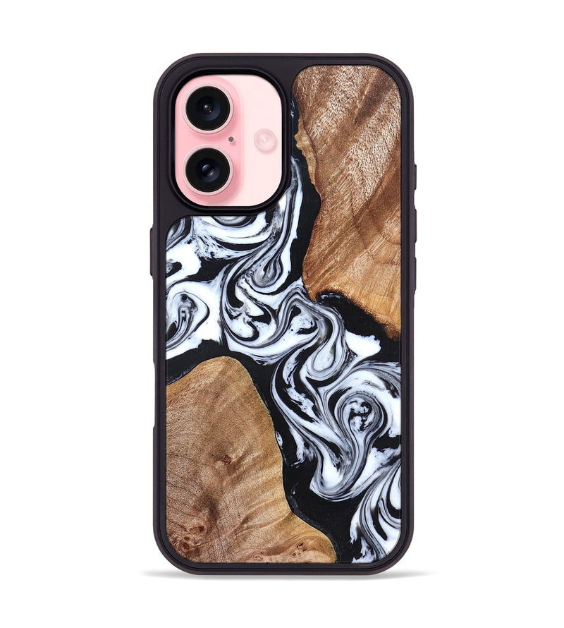 iPhone 16 Wood Phone Case - Lashawn (Black & White, 824964)