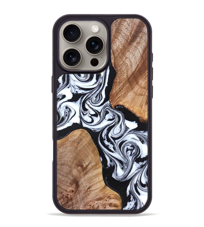 iPhone 16 Pro Max Wood Phone Case - Lashawn (Black & White, 824964)