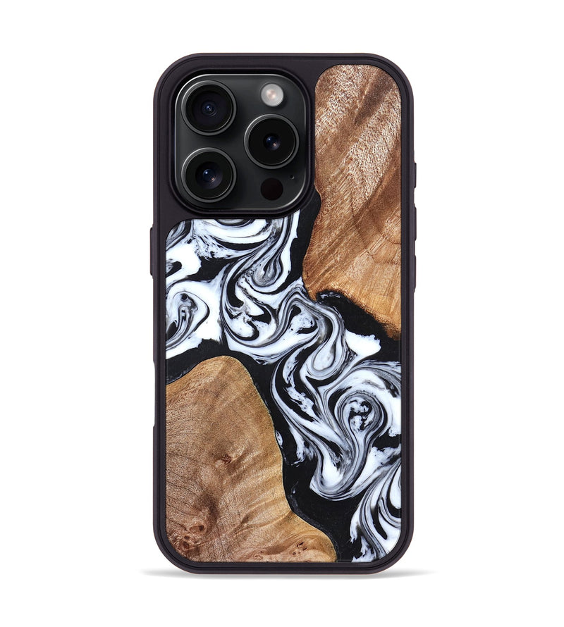 iPhone 16 Pro Wood Phone Case - Lashawn (Black & White, 824964)