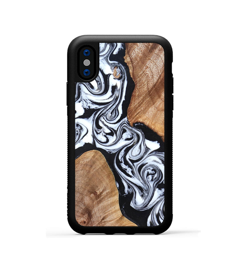 iPhone Xs Wood Phone Case - Lashawn (Black & White, 824964)
