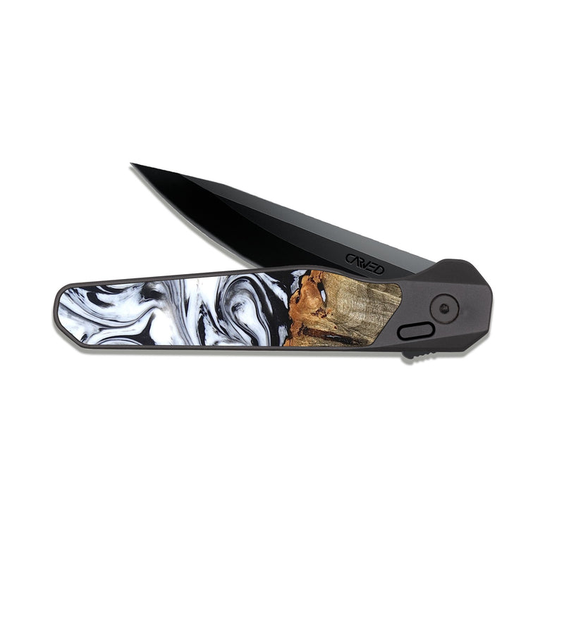 EDC Dark Slate Wood Pocket Knife - Katelin (Black & White, 824965)