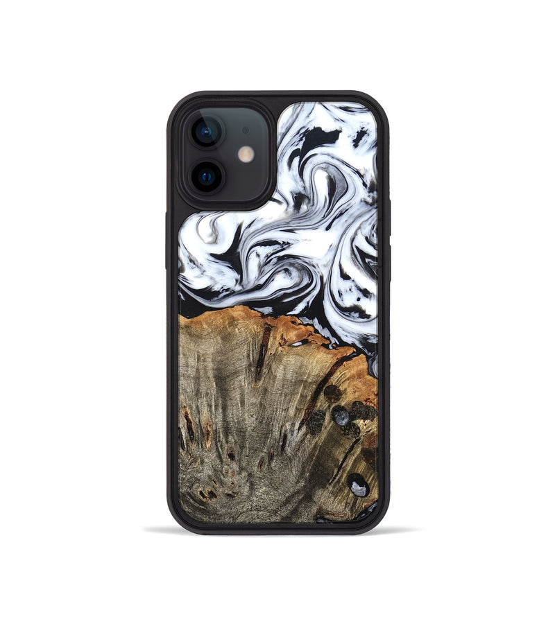 iPhone 12 mini Wood Phone Case - Katelin (Black & White, 824965)